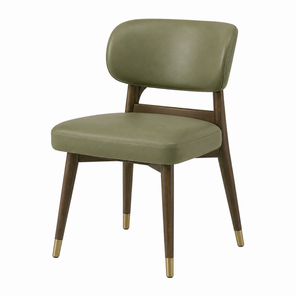 Sedia da pranzo 52 x 56 x 80 cm in similpelle verde con gambe in legno stile moderno