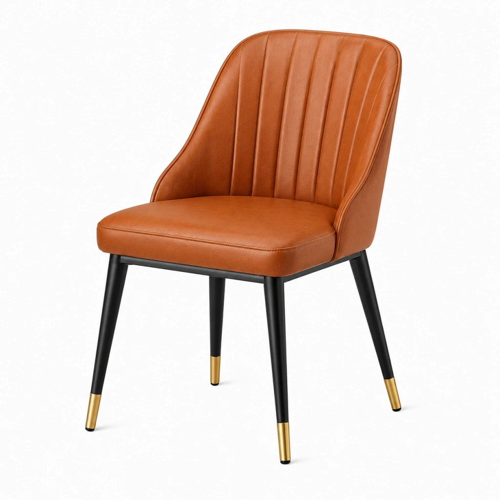 Sedia da pranzo 60 x 62 x 85 cm in similpelle marrone con gambe in metallo stile moderno