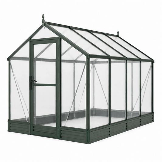 Serra da giardino 190 x 130 x 195 cm in alluminio e policarbonato verde - struttura con porta