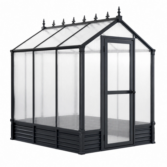 Serra da giardino 190 x 190 x 200 cm in metallo nero con pannelli trasparenti stile vittoriano